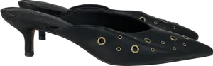 ASOS Black Surprise Eyelet Detail Kitten Heeled Mules UK 4 EU 37 👠
