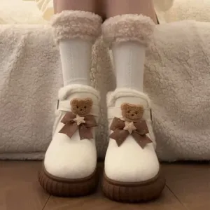 Bear Accent Platform Short Snow Boots