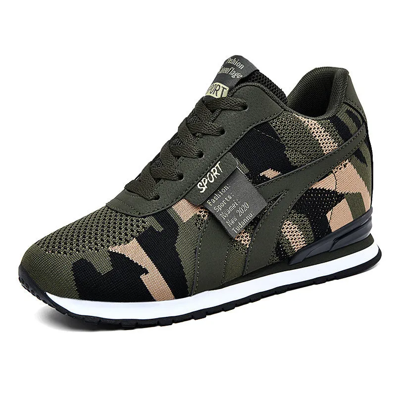 Camouflage Height Boost Sneakers – Casual & Sporty Style