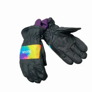 Children's Black Rainbow Snow Gloves