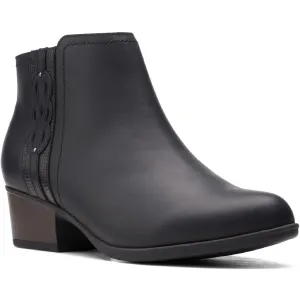 Clarks Womens Adreena Lilac Leather Block Heel Ankle Boots