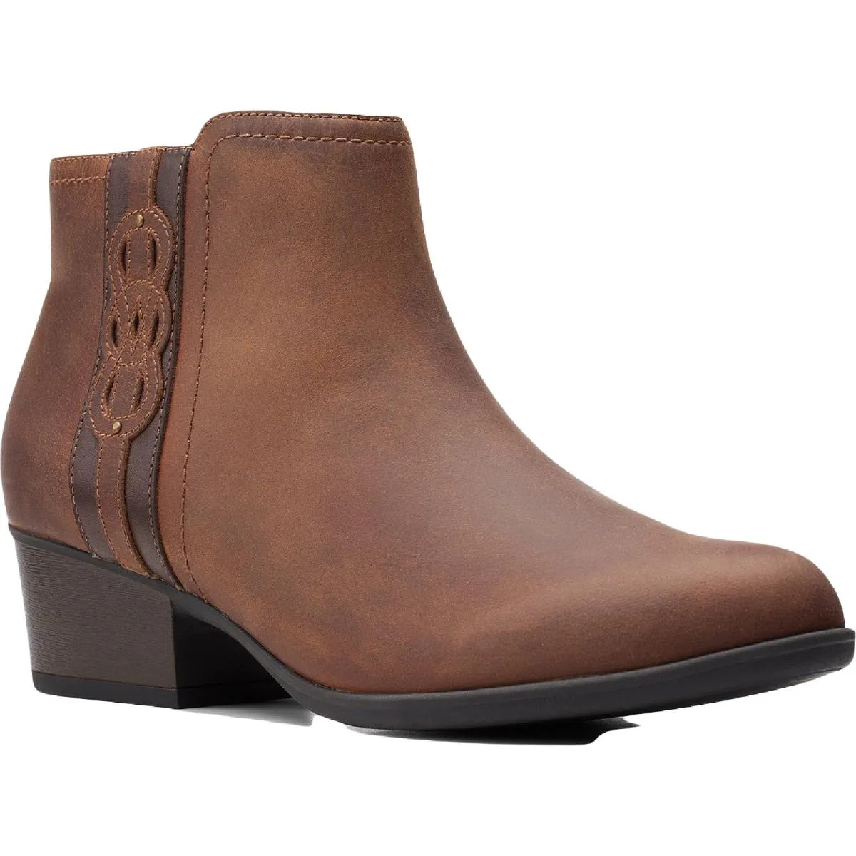 Clarks Womens Adreena Lilac Leather Block Heel Ankle Boots