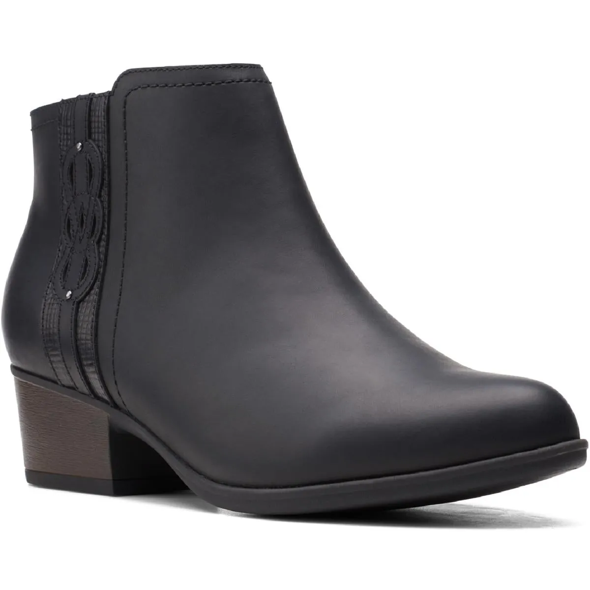 Clarks Womens Adreena Lilac Leather Block Heel Ankle Boots