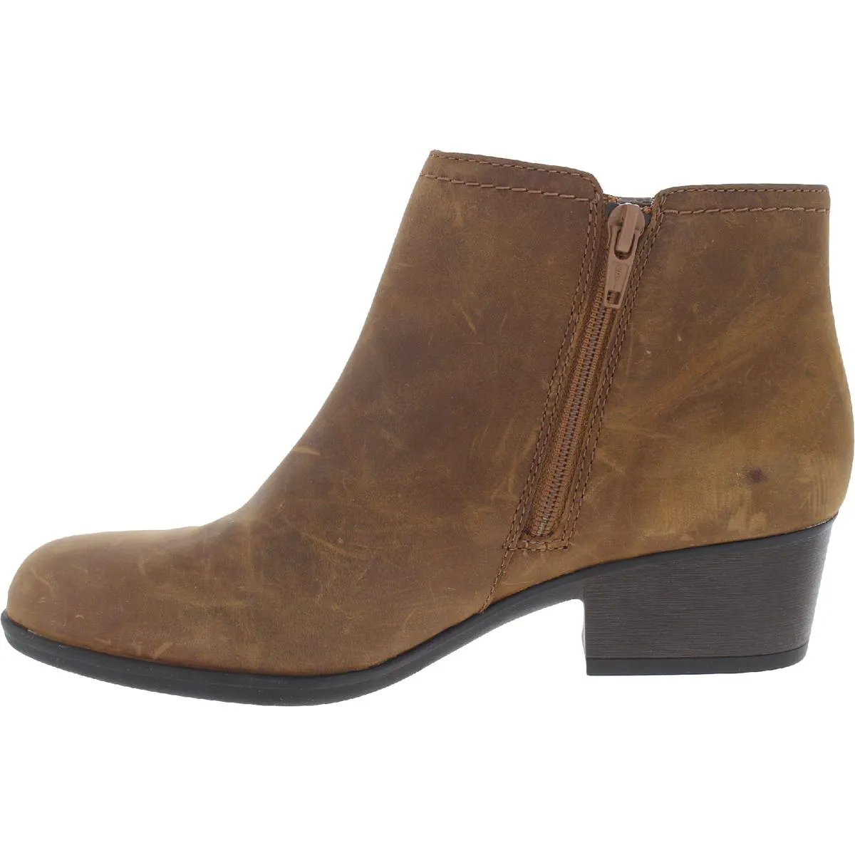 Clarks Womens Adreena Lilac Leather Block Heel Ankle Boots