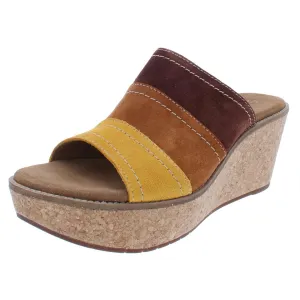 Clarks Womens Aisley Lily Suede Cork Wedge Sandals