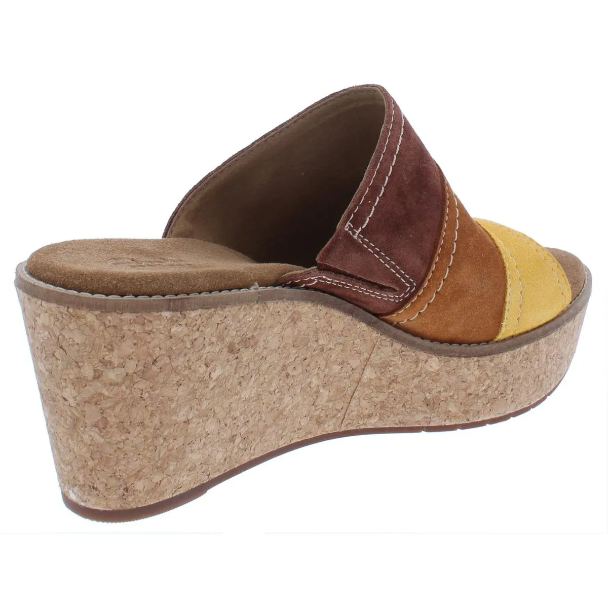 Clarks Womens Aisley Lily Suede Cork Wedge Sandals