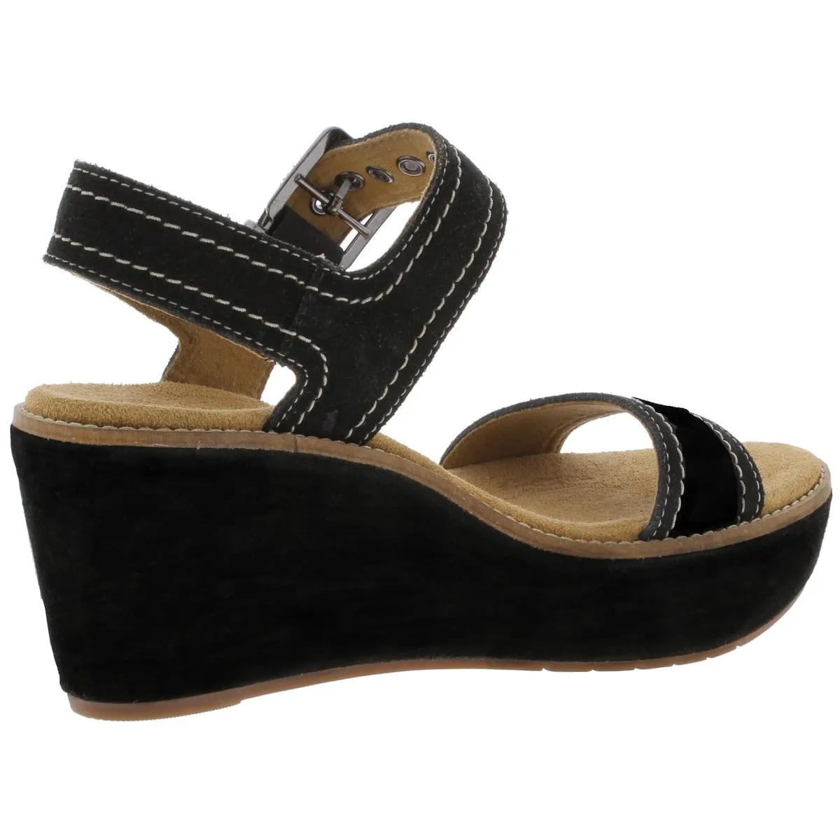 Clarks Womens Aisley Orchid Suede Ankle Strap Wedge Sandals