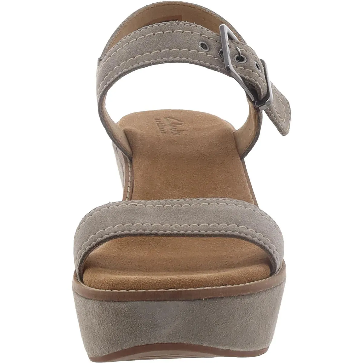 Clarks Womens Aisley Orchid Suede Ankle Strap Wedge Sandals