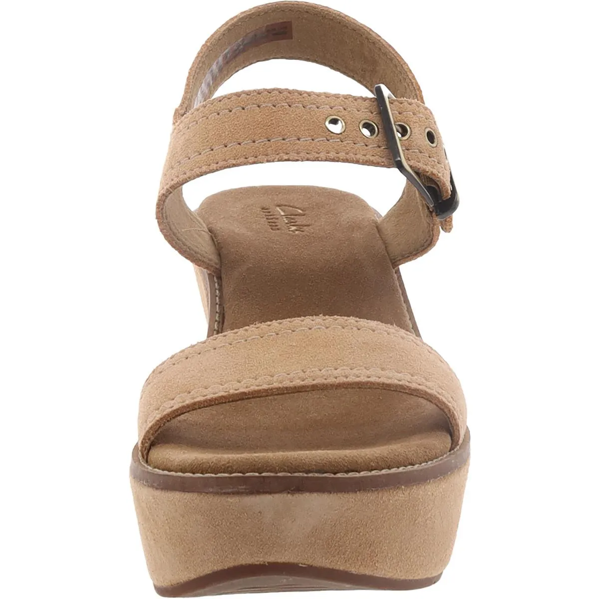 Clarks Womens Aisley Orchid Suede Ankle Strap Wedge Sandals