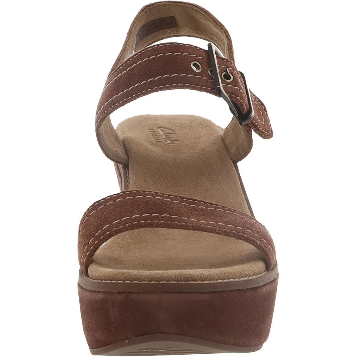 Clarks Womens Aisley Orchid Suede Ankle Strap Wedge Sandals