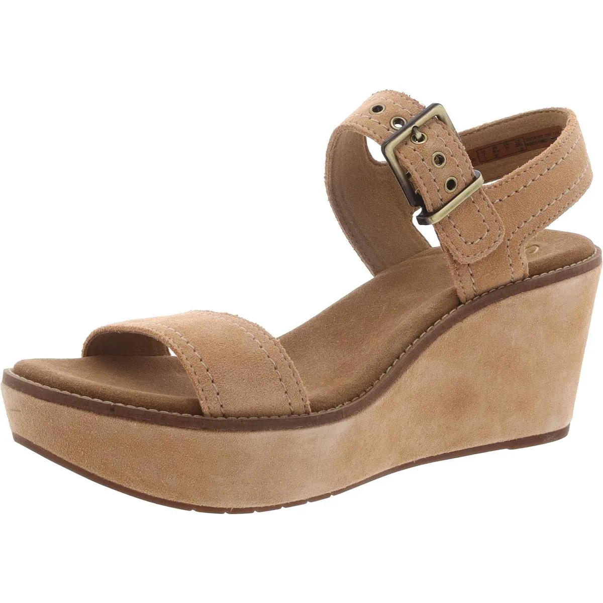 Clarks Womens Aisley Orchid Suede Ankle Strap Wedge Sandals
