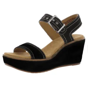 Clarks Womens Aisley Orchid Suede Ankle Strap Wedge Sandals