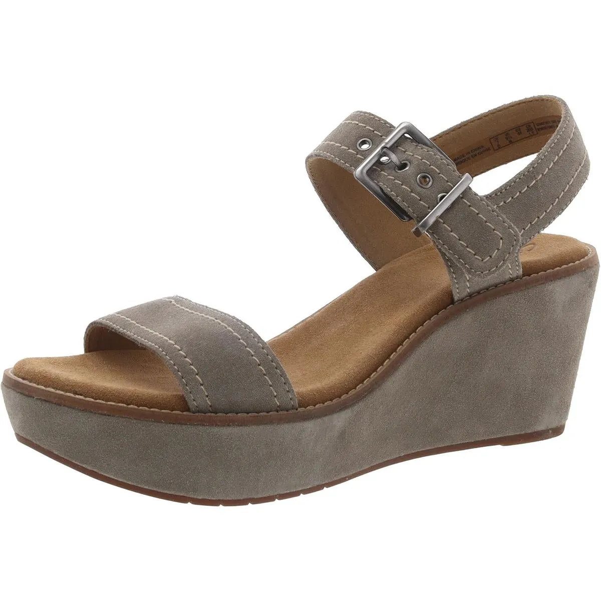 Clarks Womens Aisley Orchid Suede Ankle Strap Wedge Sandals