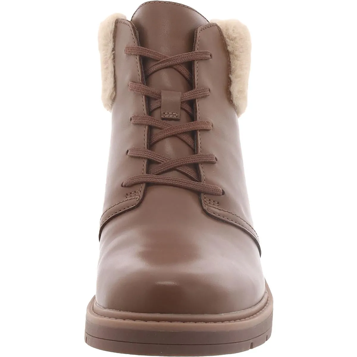 Clarks Womens Andie Mae Leather Faux Fur Trim Ankle Boots