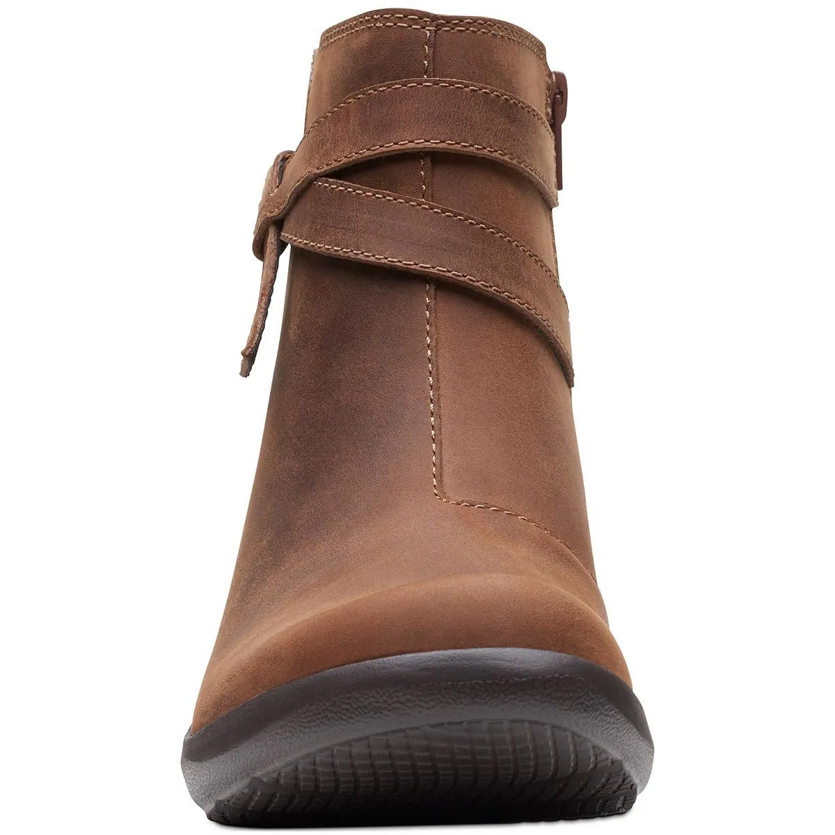 Clarks Womens Angie Spice Leather Stacked Heel Ankle Boots