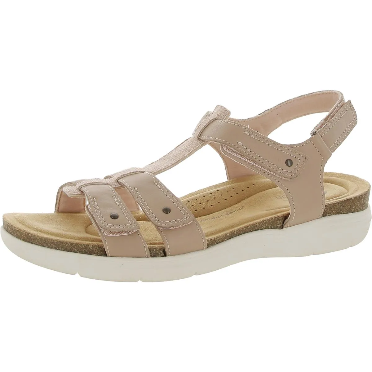 Clarks Womens April Cove Faux Leather Cushioned Footbed Slingback Sandals