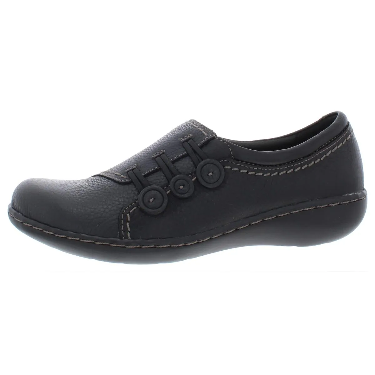 Clarks Womens Ashland Effie Leather Pebbled Clogs