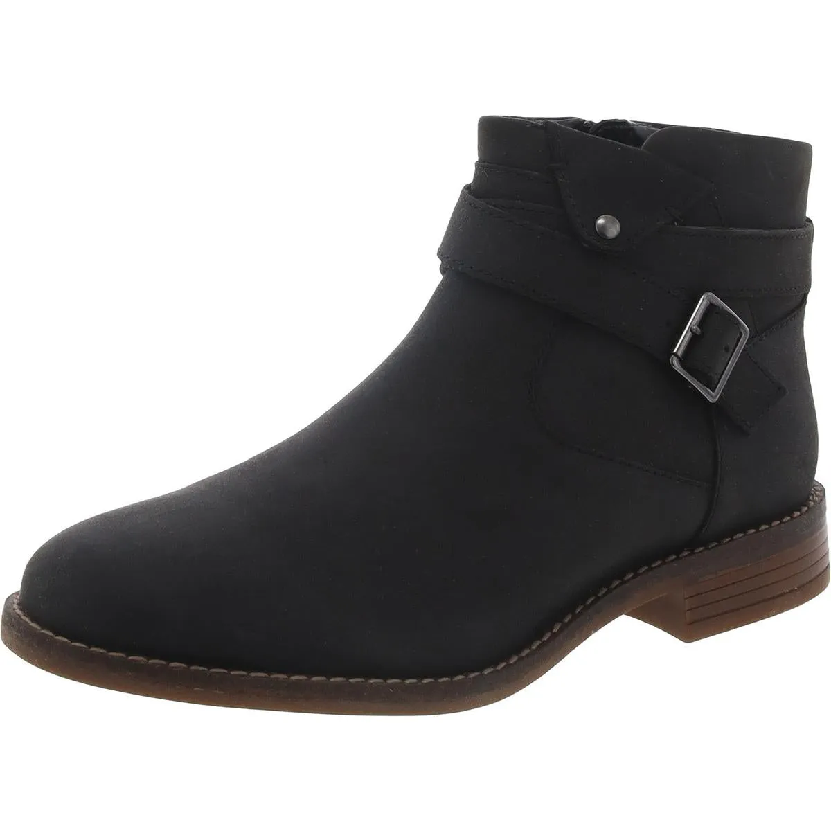 Clarks Womens Brean Strap Leather Block Heel Ankle Boots