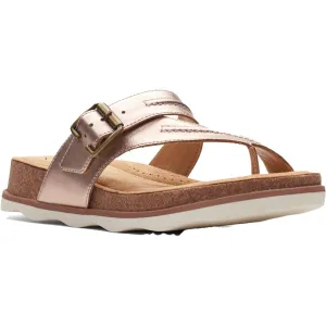 Clarks Womens Brynn Madi Leather Strappy Slide Sandals