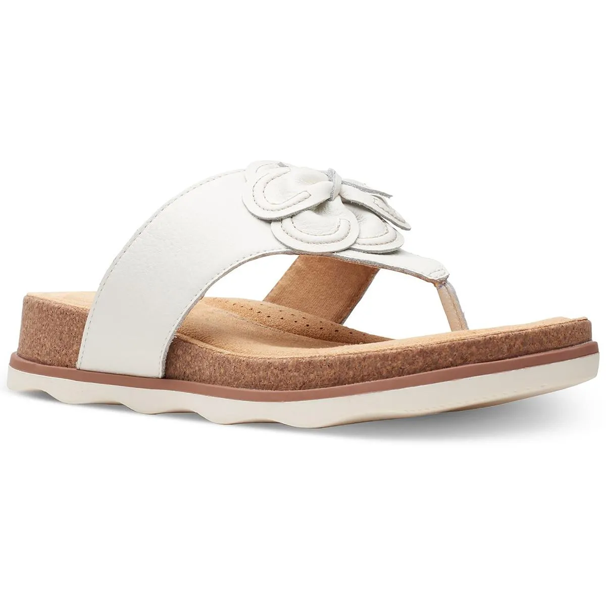 Clarks Womens Brynn Style Leather Cushioned Footbed Slide Sandals