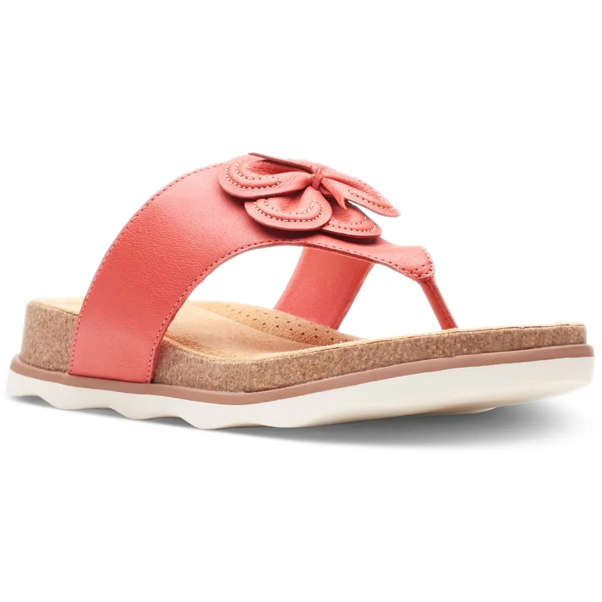 Clarks Womens Brynn Style Leather Cushioned Footbed Slide Sandals