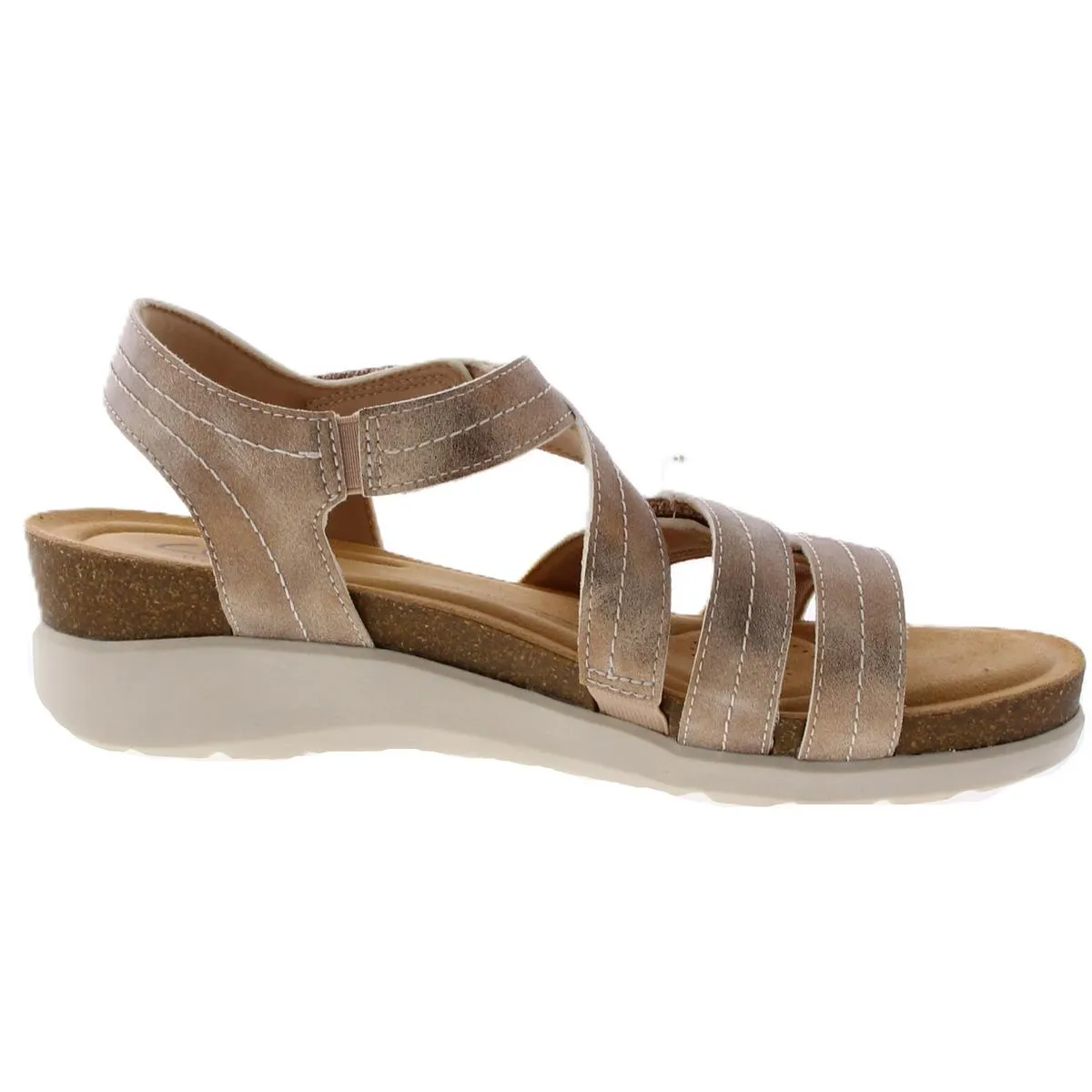 Clarks Womens Calenne Clara Faux Leather Wedge Ankle Strap