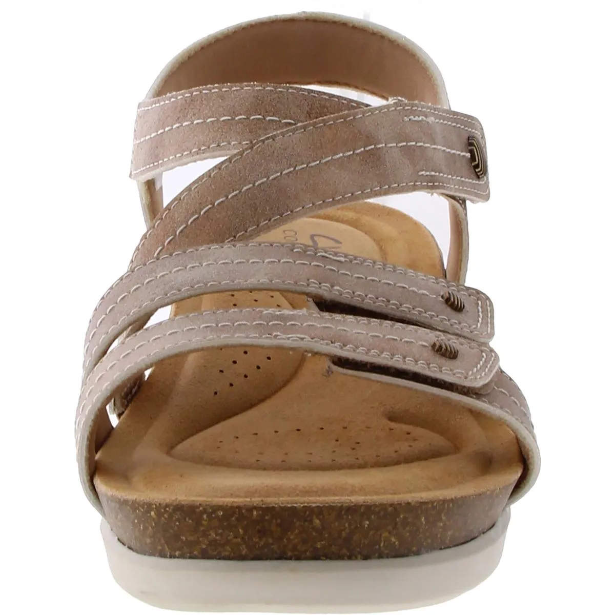 Clarks Womens Calenne Clara Faux Leather Wedge Ankle Strap