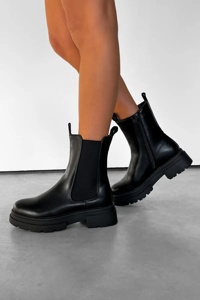 IMOGEN Chelsea Ankle Boots - Black PU