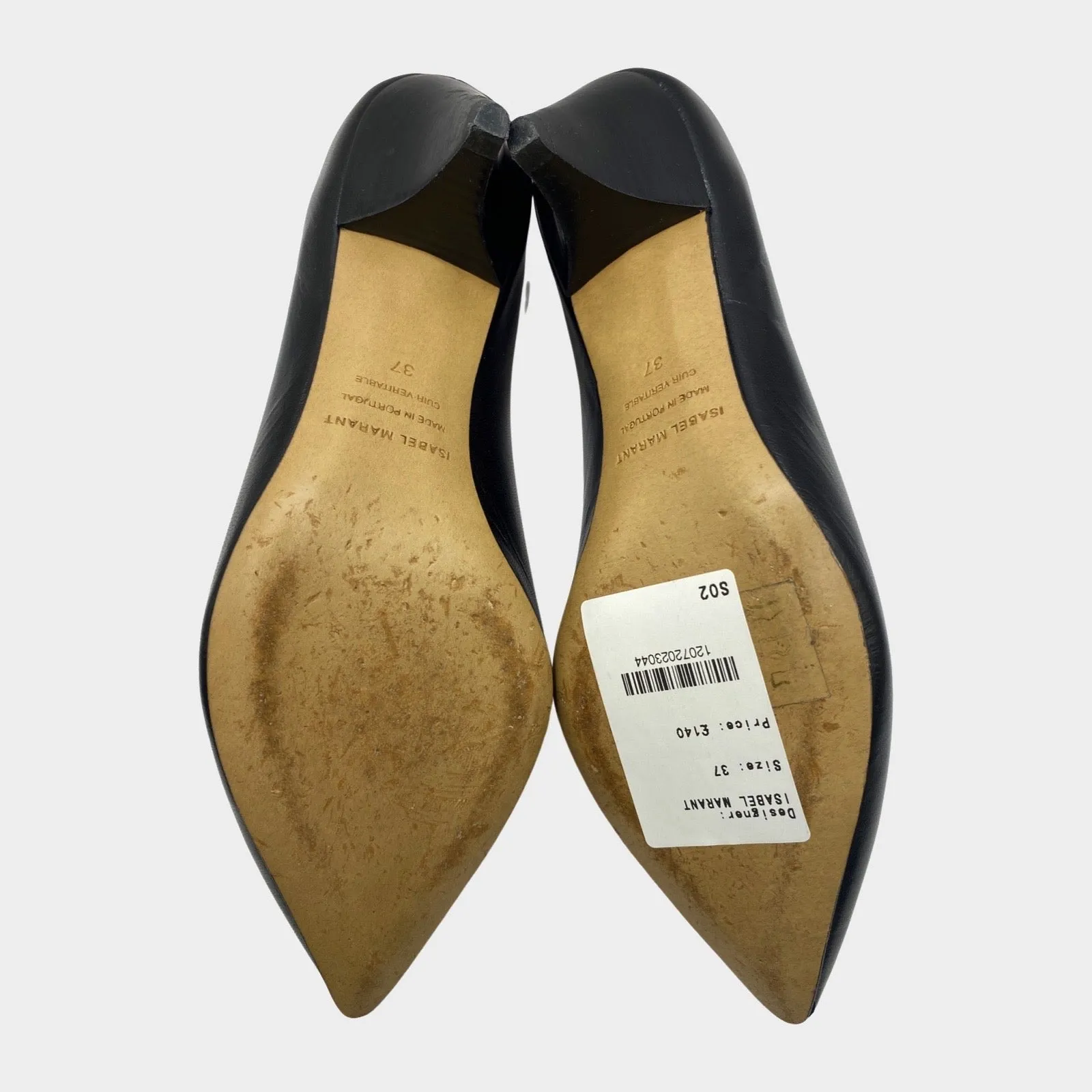 Isabel Marant black leather triangular-shape block kitten heels