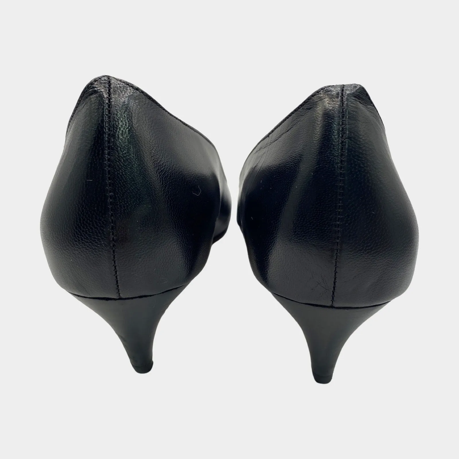 Isabel Marant black leather triangular-shape block kitten heels