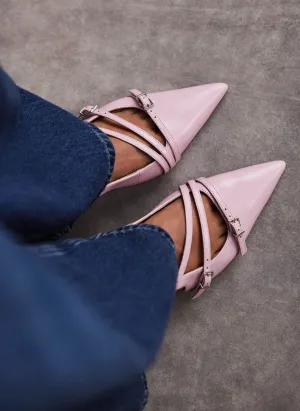 Kit Pink Slingback Kitten Heels