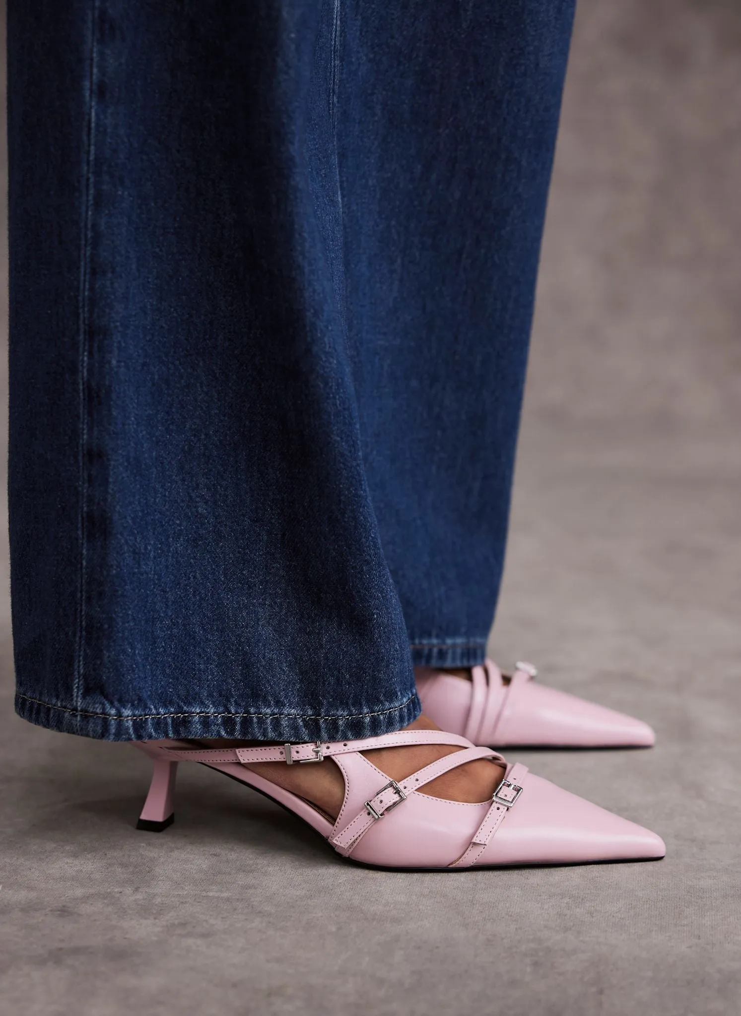 Kit Pink Slingback Kitten Heels