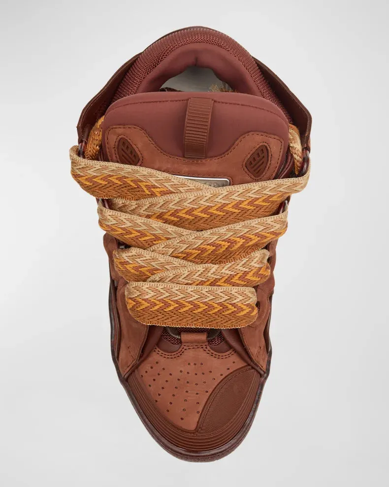Lanvin Brown Curb Suede Chunky Low-Top Sneakers