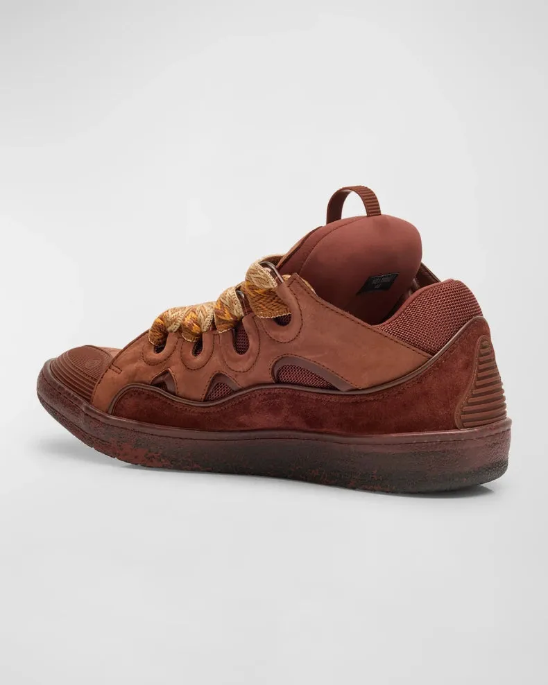 Lanvin Brown Curb Suede Chunky Low-Top Sneakers
