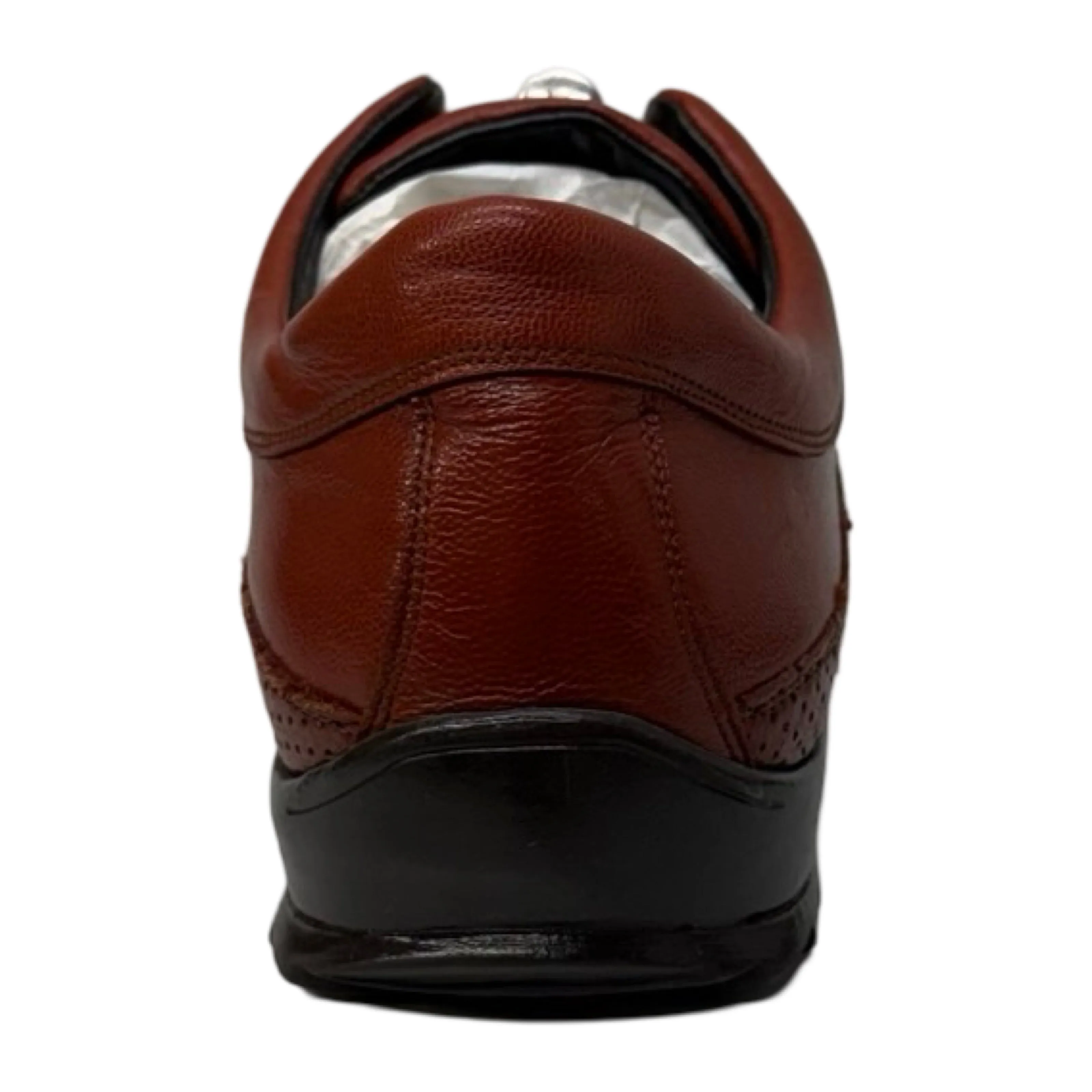 Los Altos Cognac Perforated Crocodile Tail Sneakers