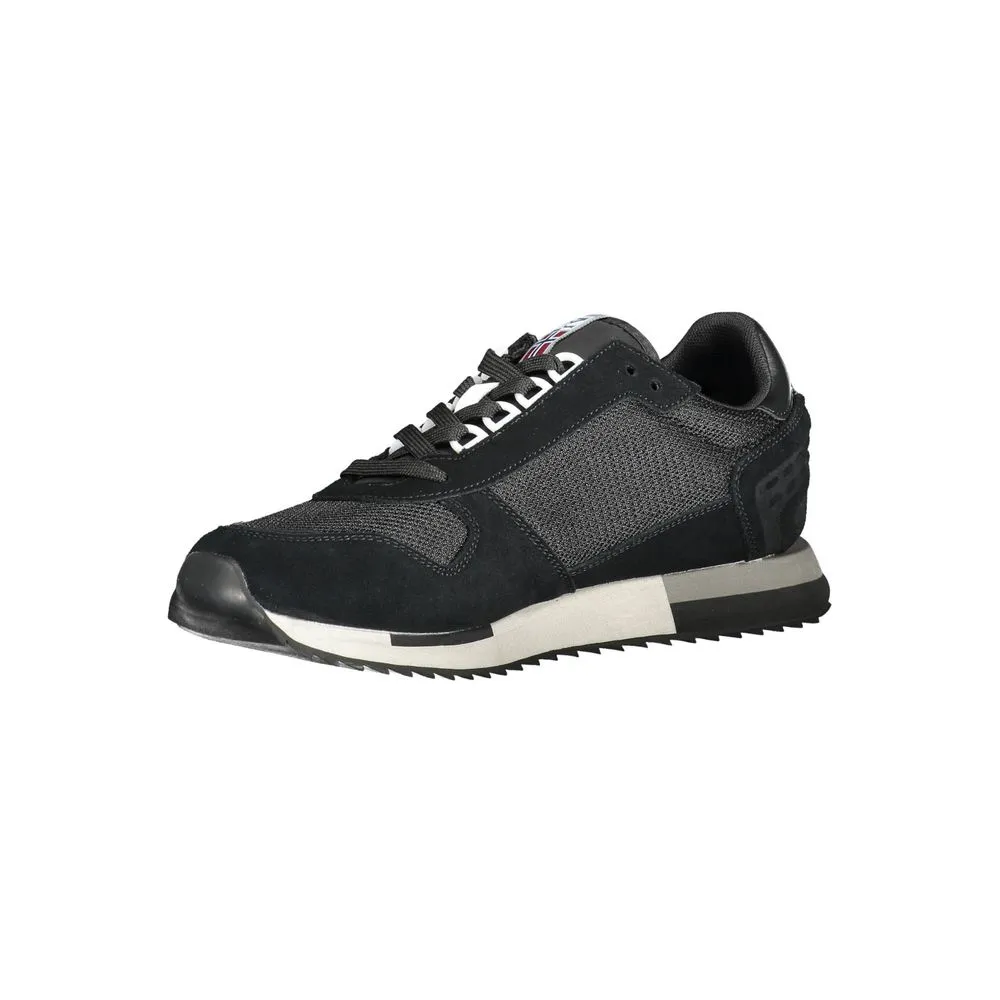 Napapijri Zwarte Leren Sneakers Voor Mannen