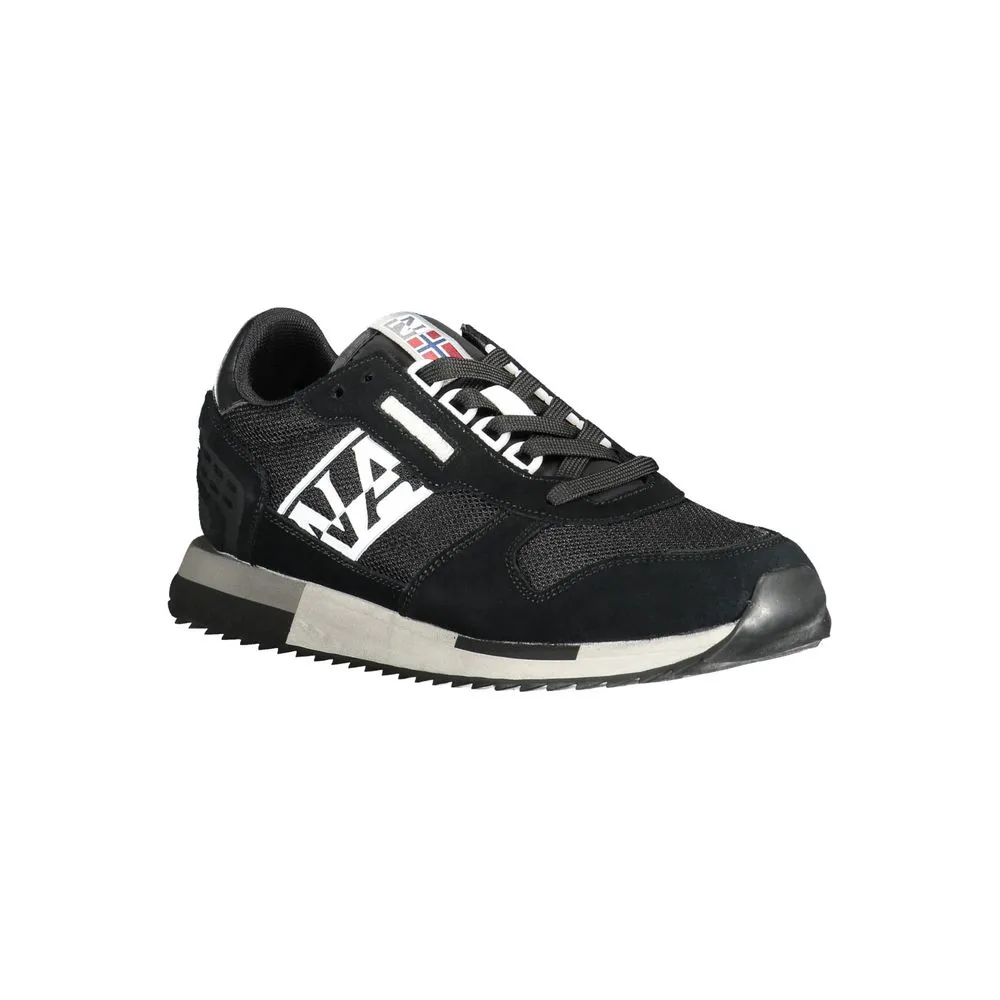 Napapijri Zwarte Leren Sneakers Voor Mannen