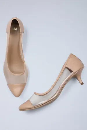 Nude Pointed Toe Kitten Heels