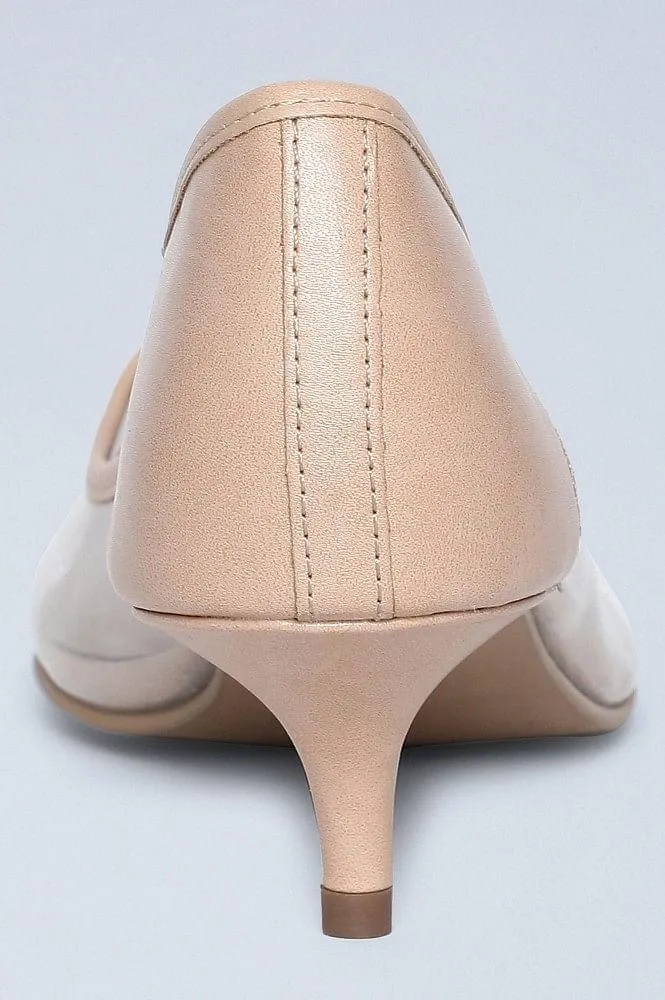 Nude Pointed Toe Kitten Heels