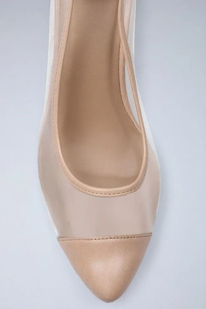 Nude Pointed Toe Kitten Heels