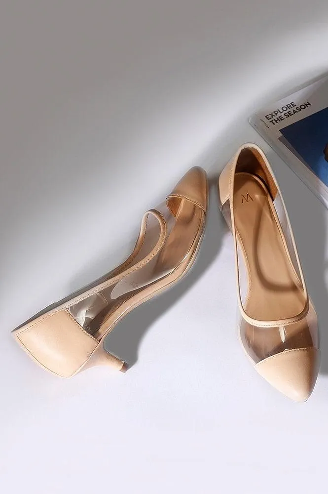 Nude Pointed Toe Kitten Heels