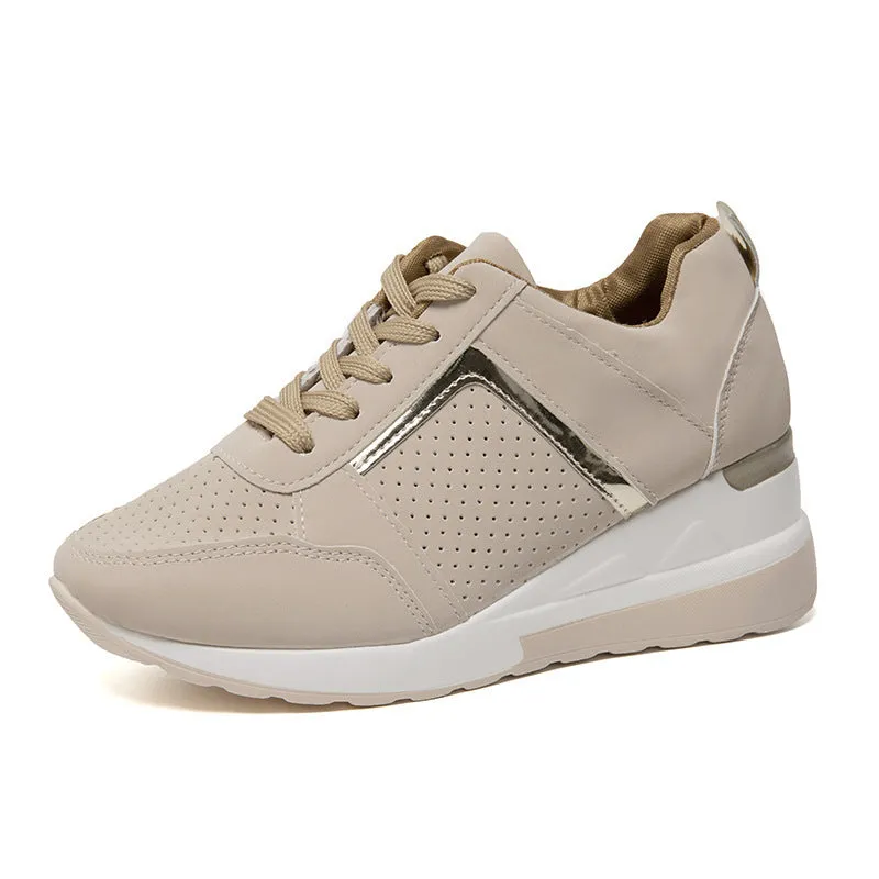 Platform Wedge Lace-Up Sneakers