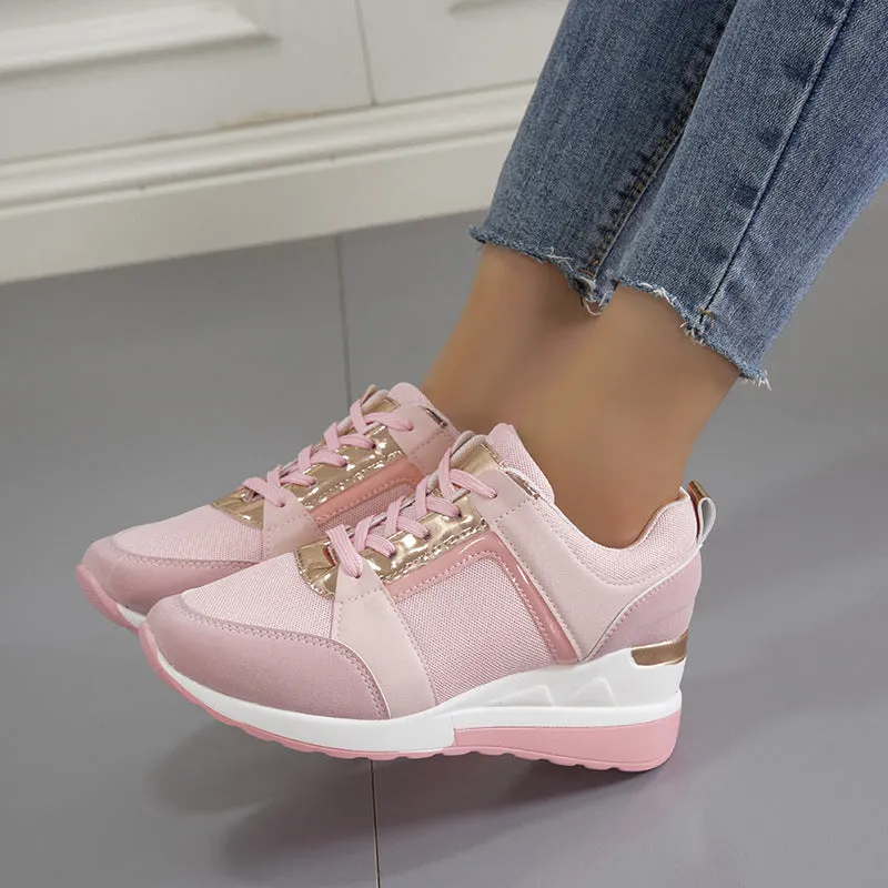 Platform Wedge Lace-Up Sneakers