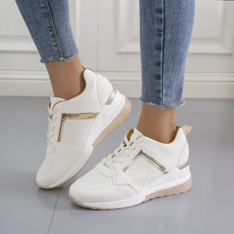 Platform Wedge Lace-Up Sneakers