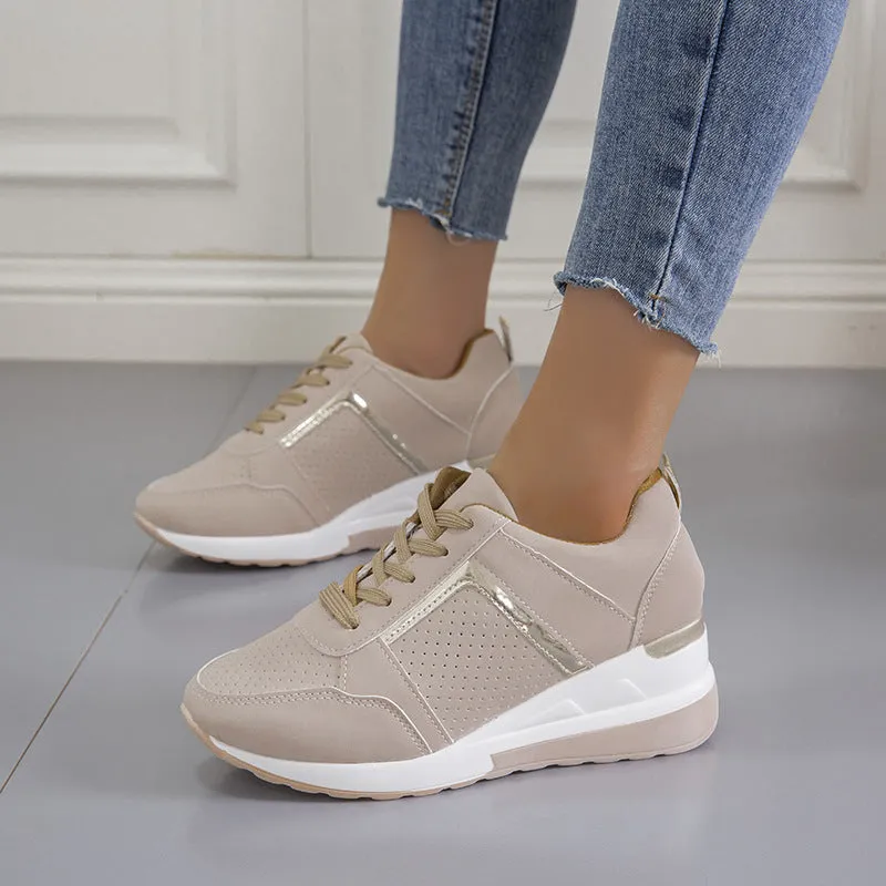Platform Wedge Lace-Up Sneakers