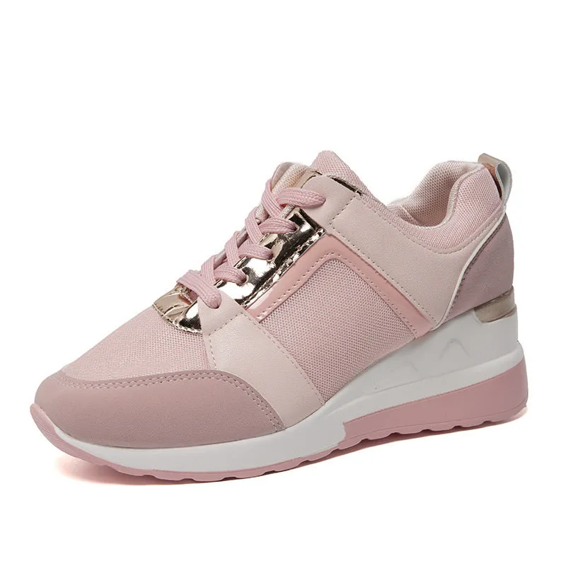 Platform Wedge Lace-Up Sneakers