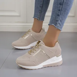 Platform Wedge Lace-Up Sneakers