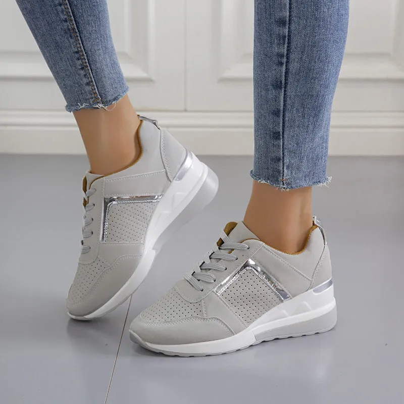 Platform Wedge Lace-Up Sneakers