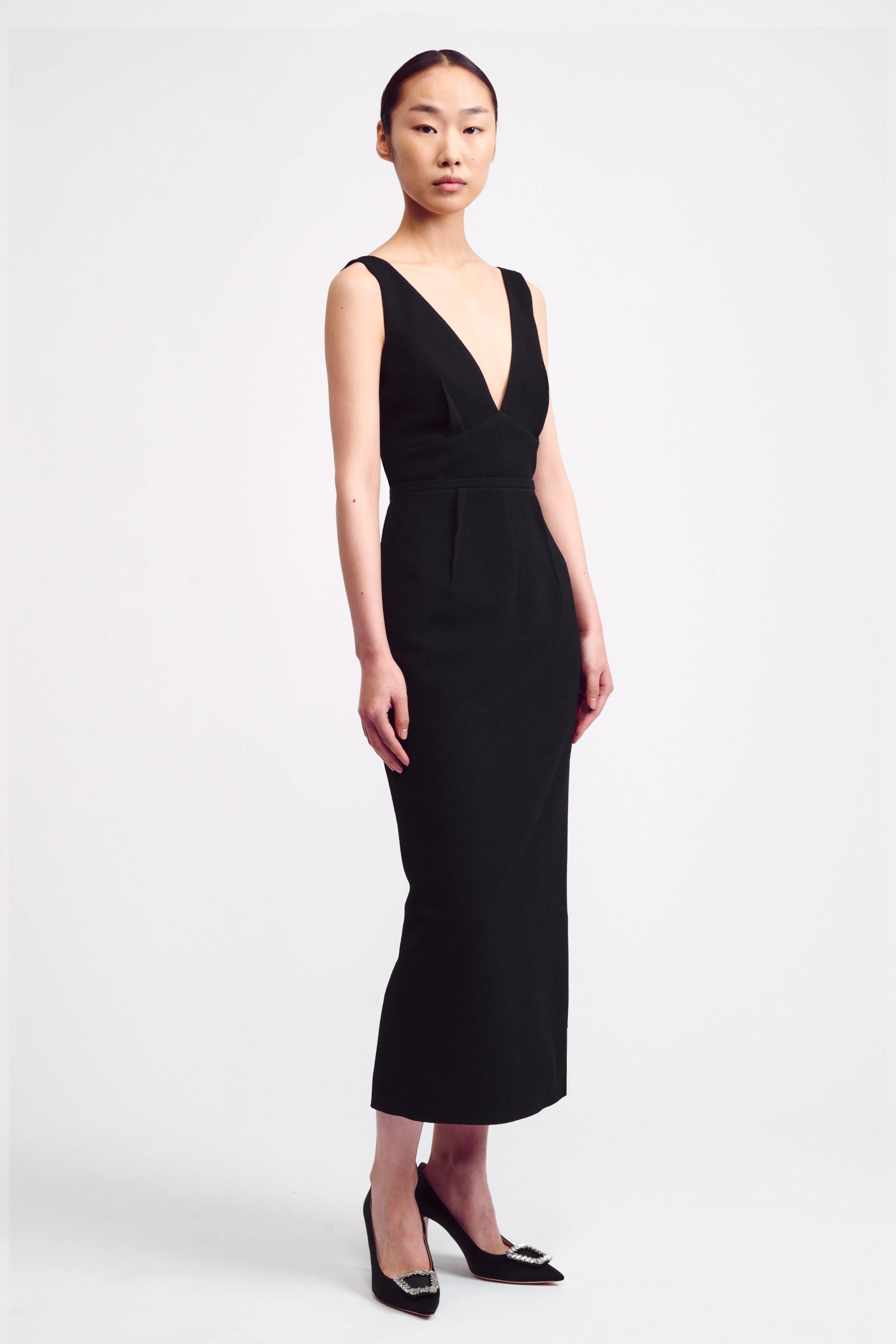 Rara Dress in Black Double Crepe