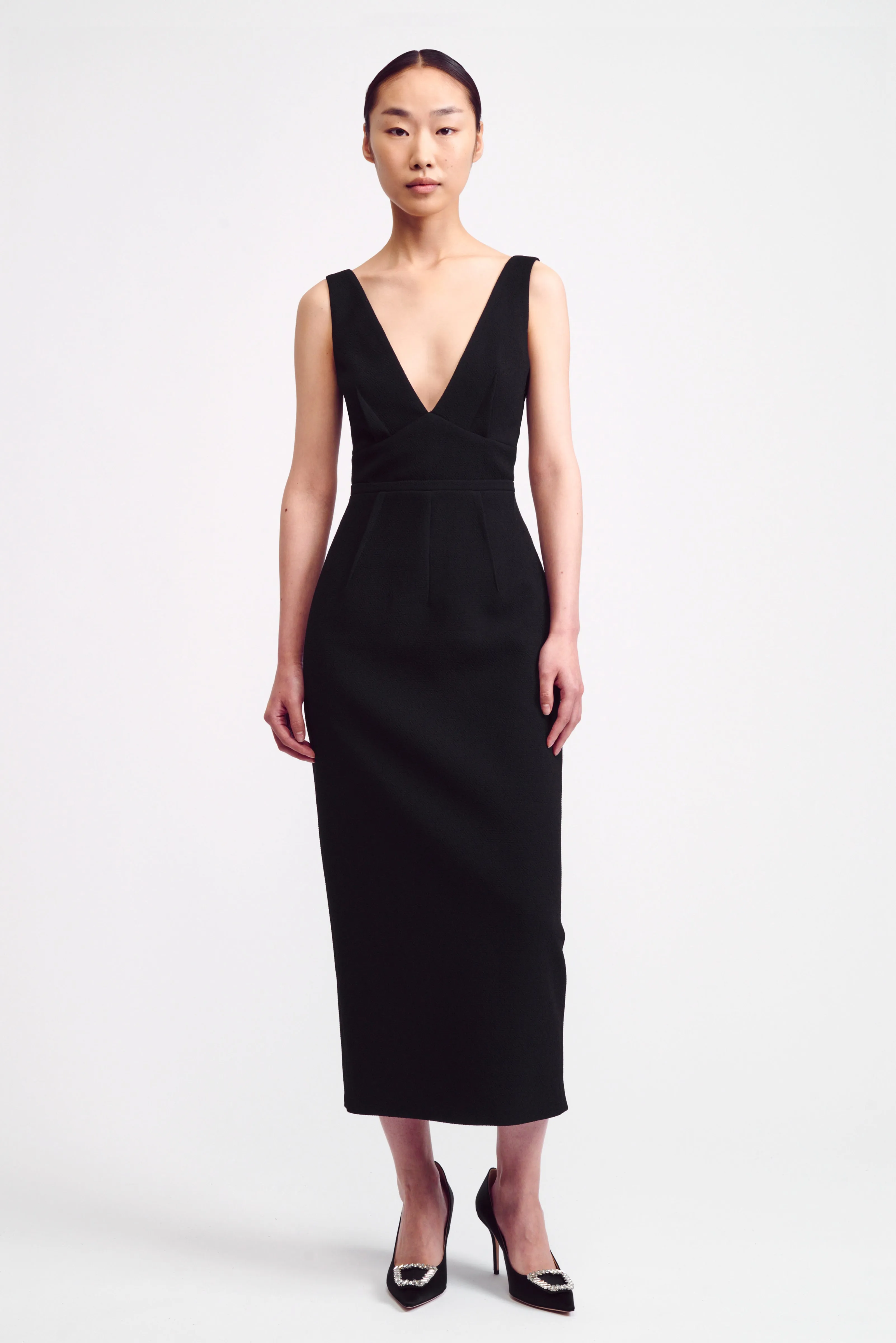 Rara Dress in Black Double Crepe